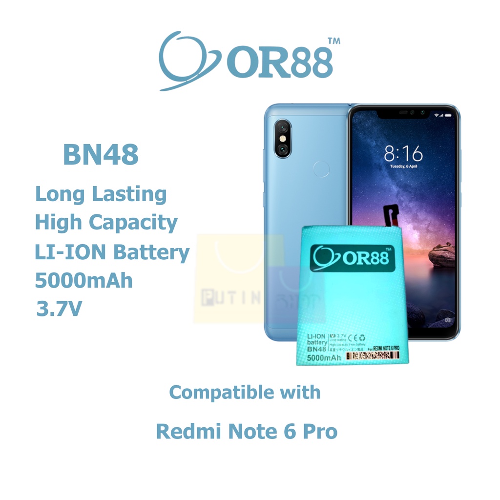 (P) Baterai batre battery Xiaomi Redmi Note 6pro / BN48 double power/IC ORIENS88