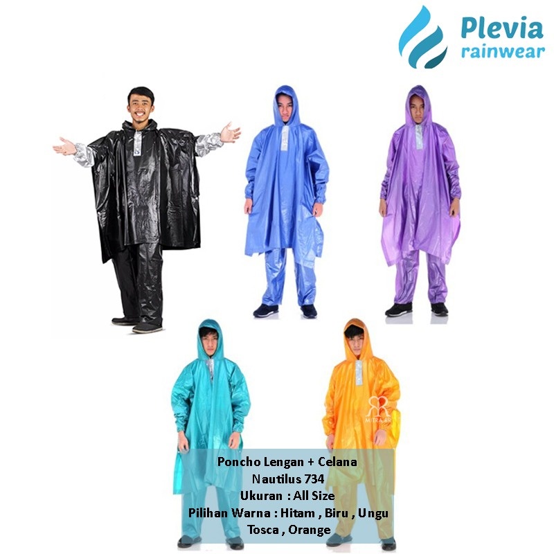 Jas Hujan Poncho Lengan Celana Plevia NAUTILUS 734 Batman Ponco Kalong