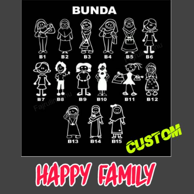 Sticker Happy Family cutting stiker kaca mobil murah
