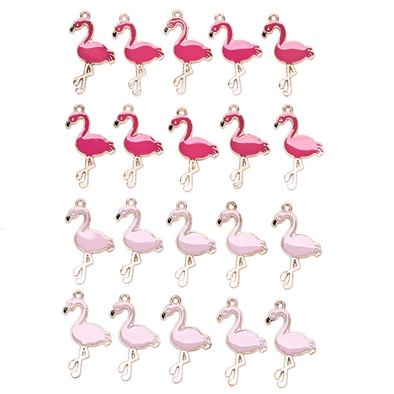 10pcs / lot Charms Bentuk Flamingo Bahan Alloy Untuk Membuat Perhiasan