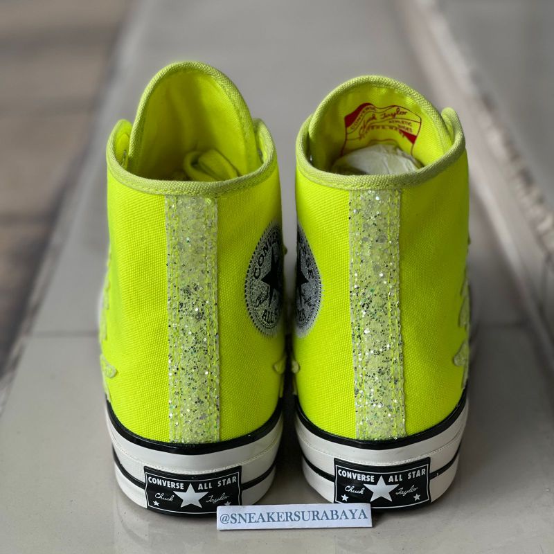 Converse Chuck Taylor 1970s Hi Glitter Shine Lemon Venom CT 70 CT 70s