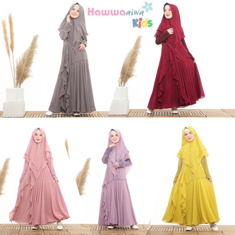 Ghayda Set Syari Kids Anak Original By Hawwa Aiwa Berkualitas Terbaru