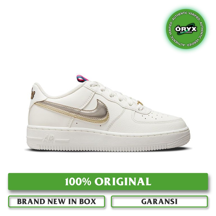 Nike Air Force 1 LV8 Double Swoosh Metallic Gold / Silver / Pewter / Off Noir / Summit White / Pink 