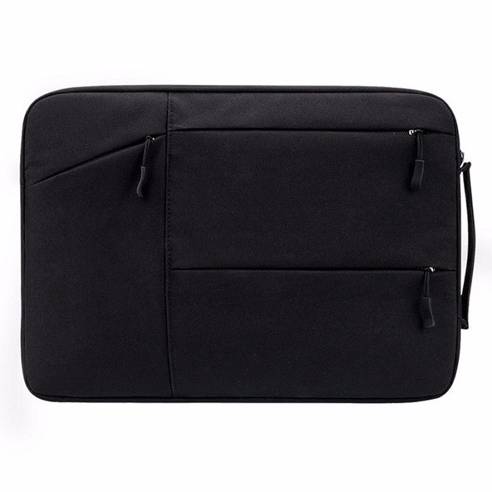 Tas Laptop sleeve Macbook soft case Jinjing Pocket Black Waterproof 14 inch - Hitam