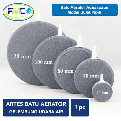 Batu Aerator Aquarium Model Bulat Pipih Besar Kecil Airator Stone Akuarium Aksesoris Aquascape Gelembung Udara Airpump