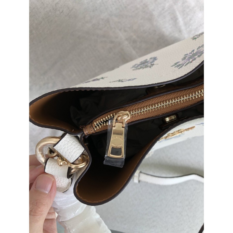TAS WANITA COACH SMALL TOWN BUCKET BAG WITH DANDELION FLORAL PRINT