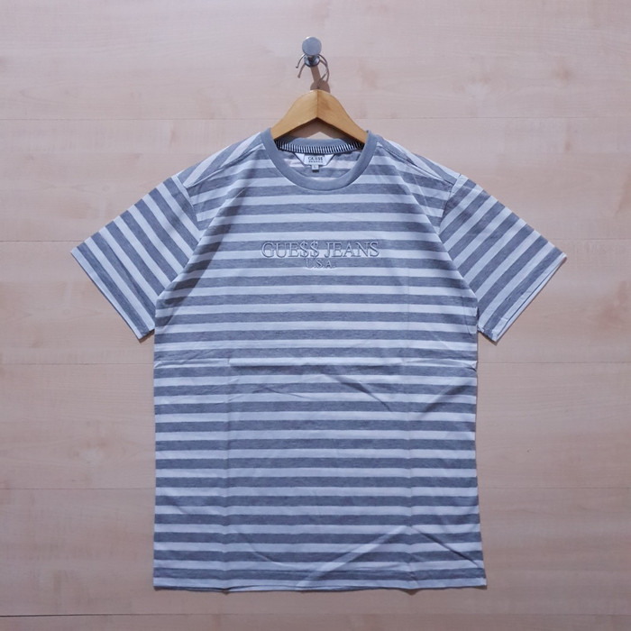 KAOS T SHIRT GUESS X ASAP ROCKY STRIPPED GREY - M