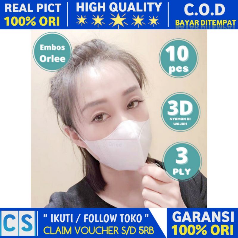 Jual ORLEE Masker Duckbil Earloop Hitam Putih 3D Emboss 3Ply 3 Ply ...