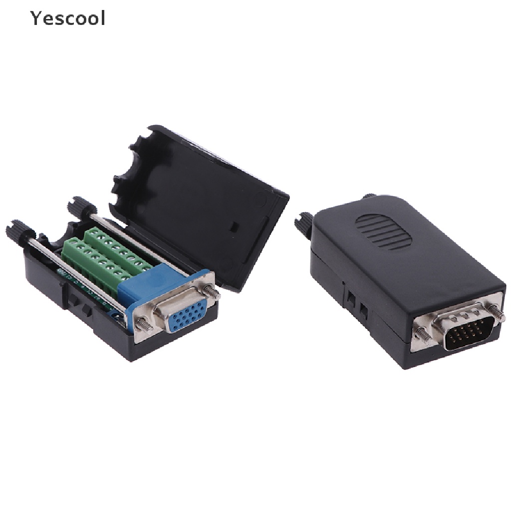 Yescool D-SUB DB15 Konektor Terminal Kabel VGA Male 3 Baris 15 Pin