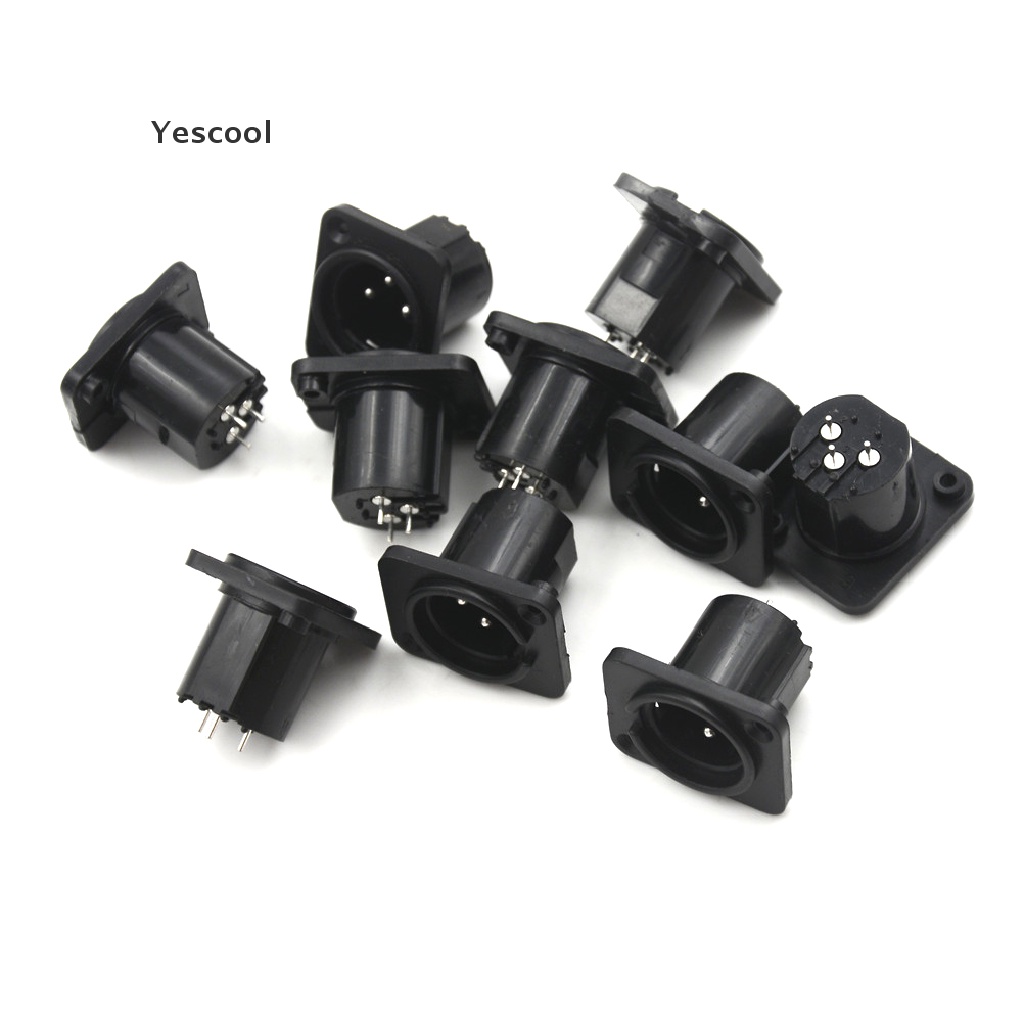 Yescool 10pcs Konektor Jack Panel XLR 3-Pin Male