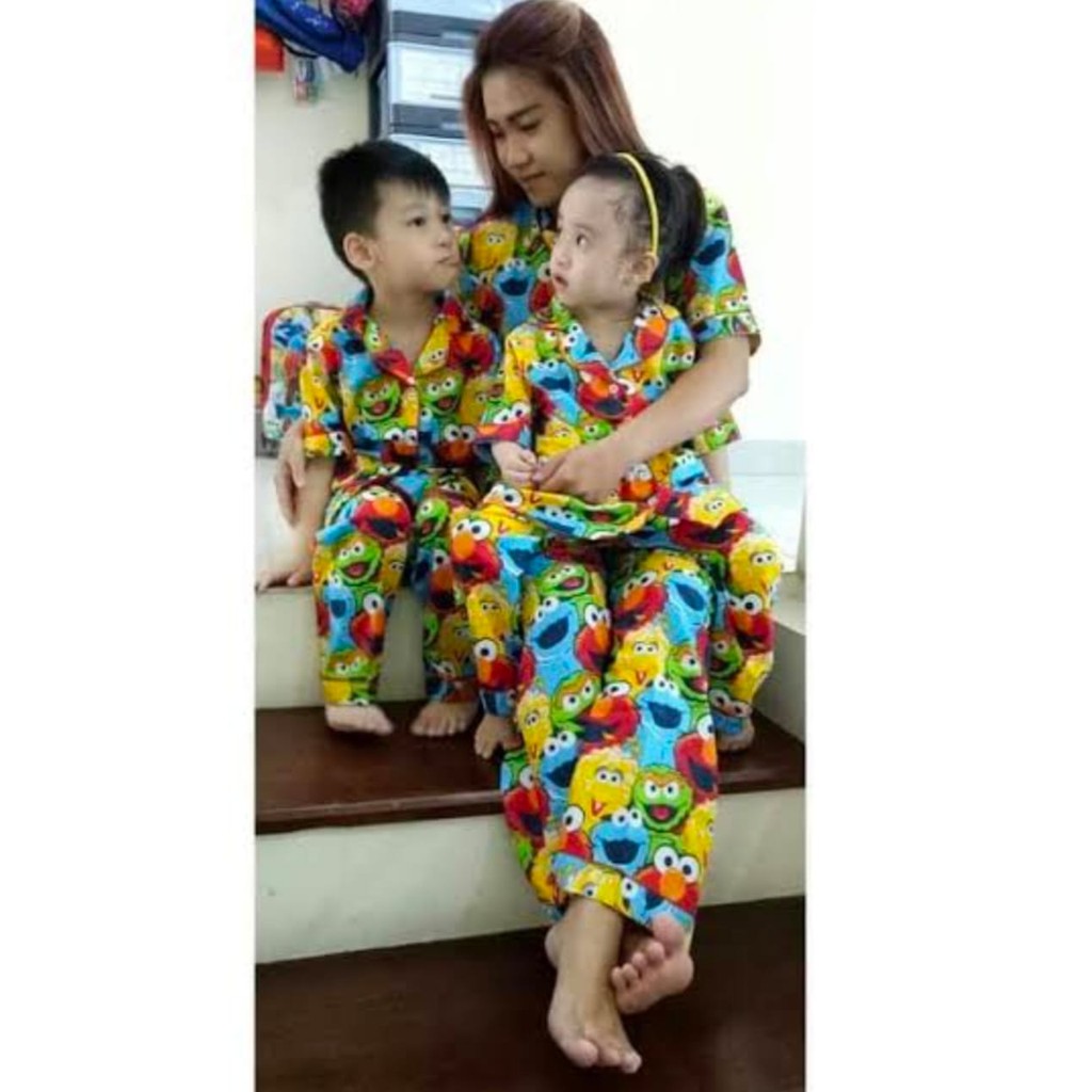 bisa couple ibu dan anak motif elmo