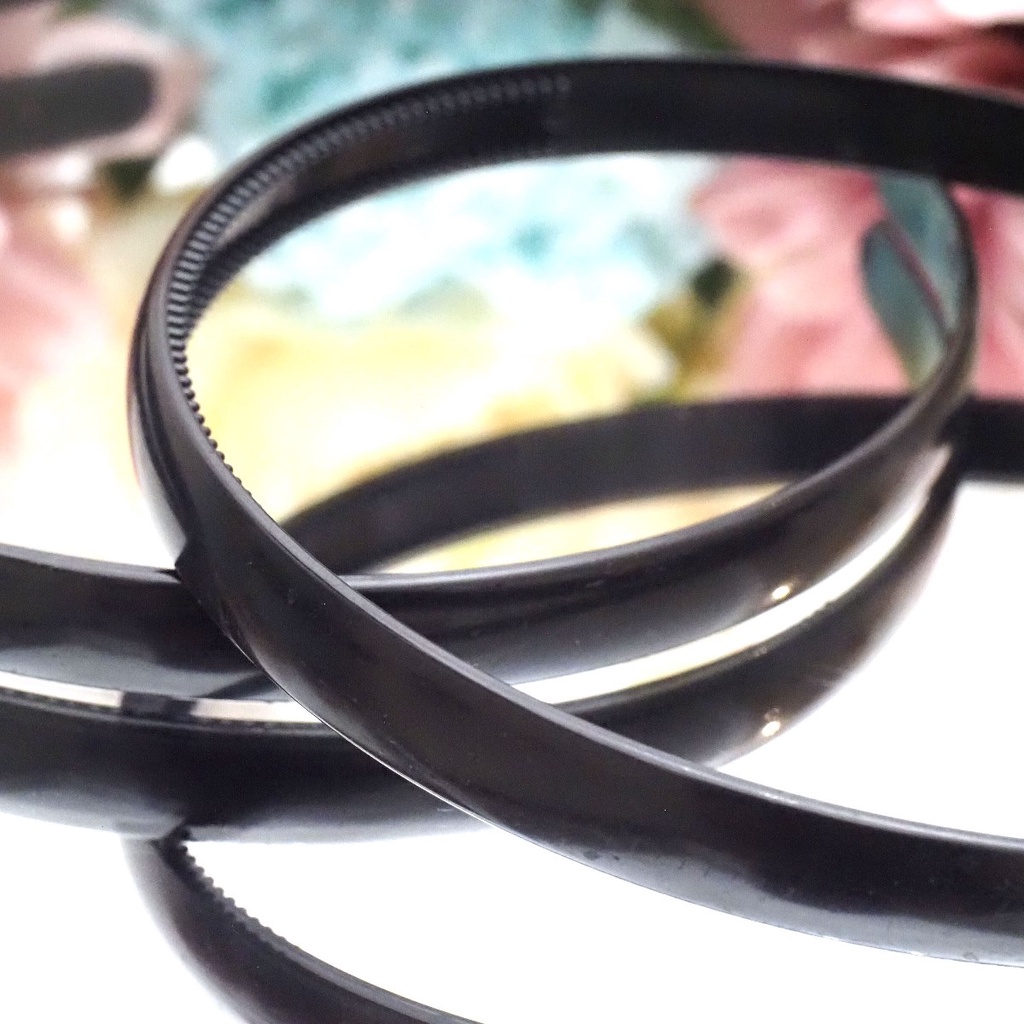 Bando Tebal Polos Hitam Basic Bando Korea Plastik Headband Glossy Black Aksesoris Rambut Wanita Pria Murah