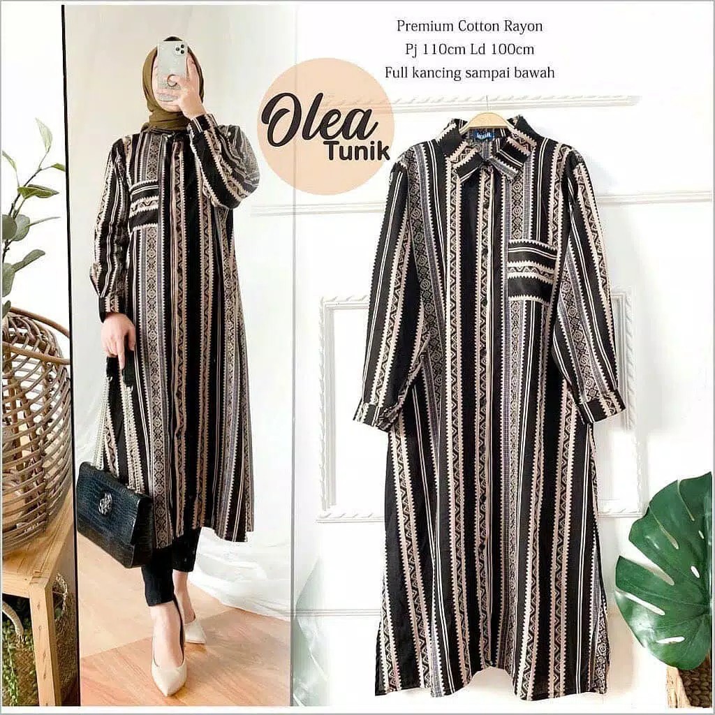 Olea Tunik Luxury Tunik Homey Atasan Viscose Premium Pakaian Wanita Pakaian Muslim