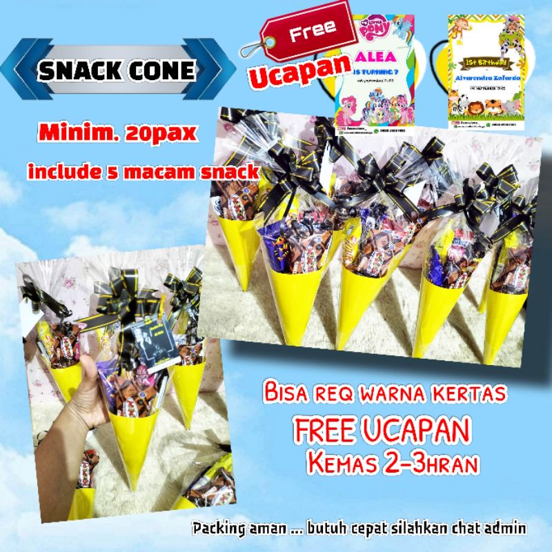 Cone snack || Snack Ultah cone || Paket snack ultah mini || Bingkisan ultah anak