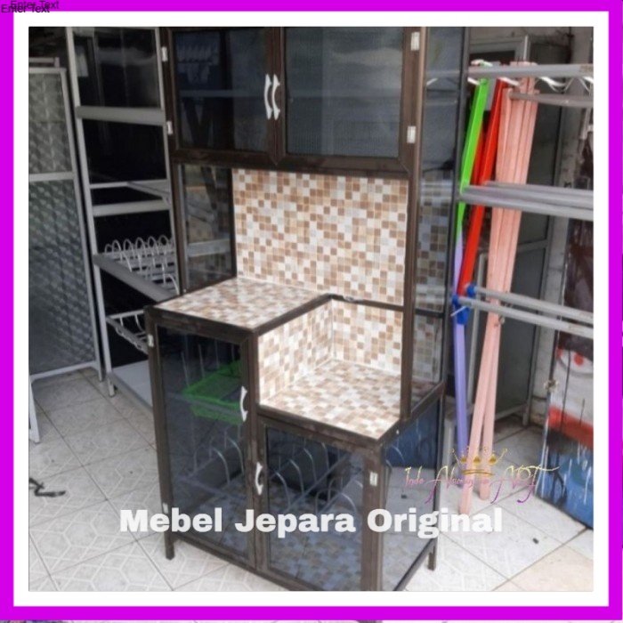 Dapur sehat Rak Piring Serbaguna Kaca Bahan Aluminium