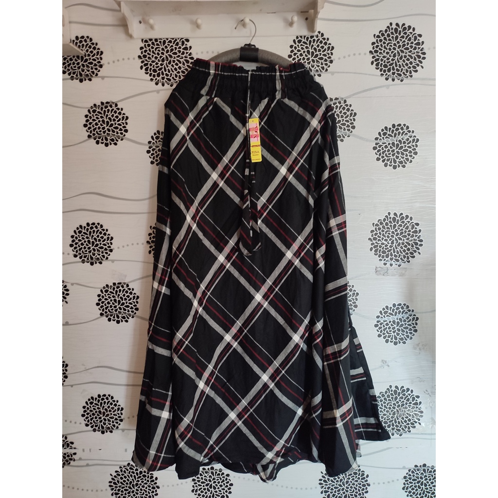 ROK FLANEL IMPORT PANJANG/ROK TARTAN/ROK KOTAK PAYUNG-L
