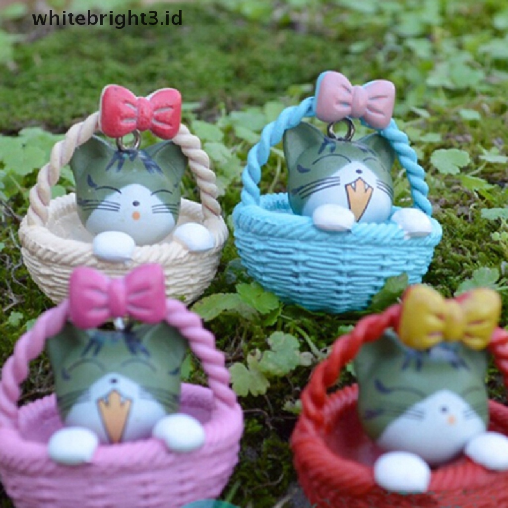 {whitebright3.id} Garden Cat Ornament Miniature Figurine Resin Craft Plant Fairy Dollhouse Decor ,