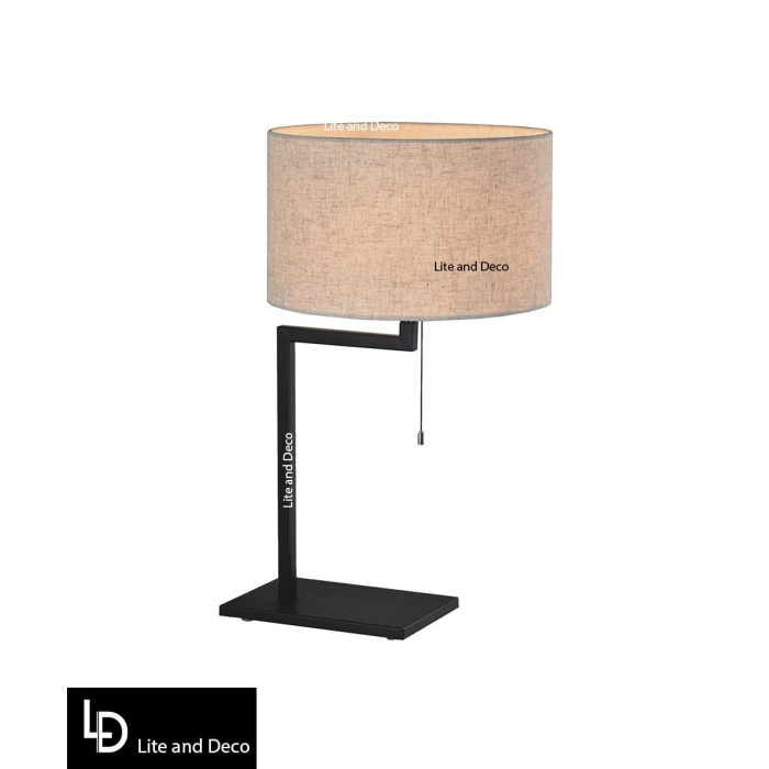 Lampu Meja - Lampu Meja Minimalis Besi Hitam + Kap Kain