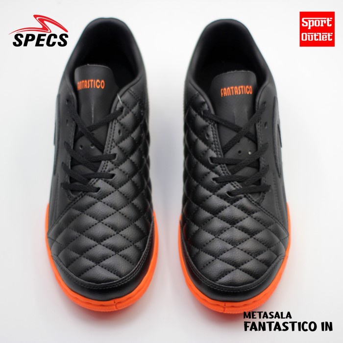 SEPATU FUTSAL SPECS METASALA FANTASTICO - BLACK/VIBRANT ORANGE TERMURAH 