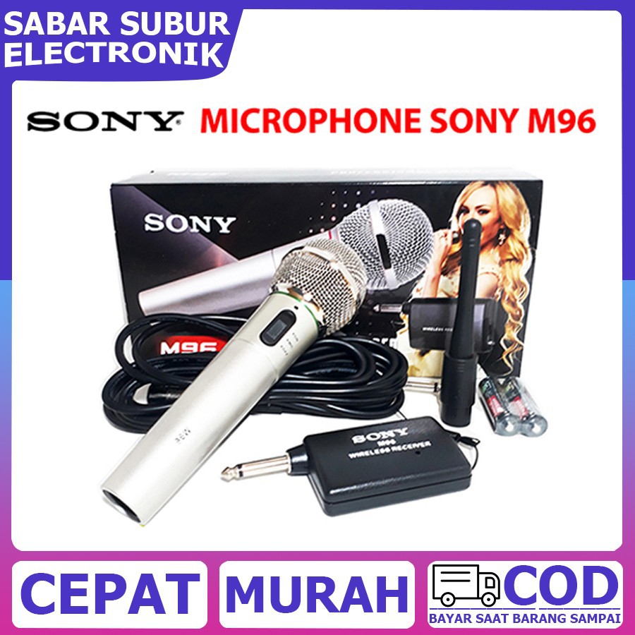 Microphone Sony M96 Mic Karaoke/Mikrofon/Mic Single Wireless dan Kabel
