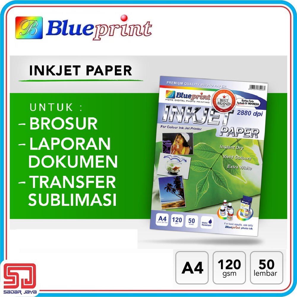 Blueprint Inkjet Paper A4 120 gsm Kertas Transfer Sublimasi