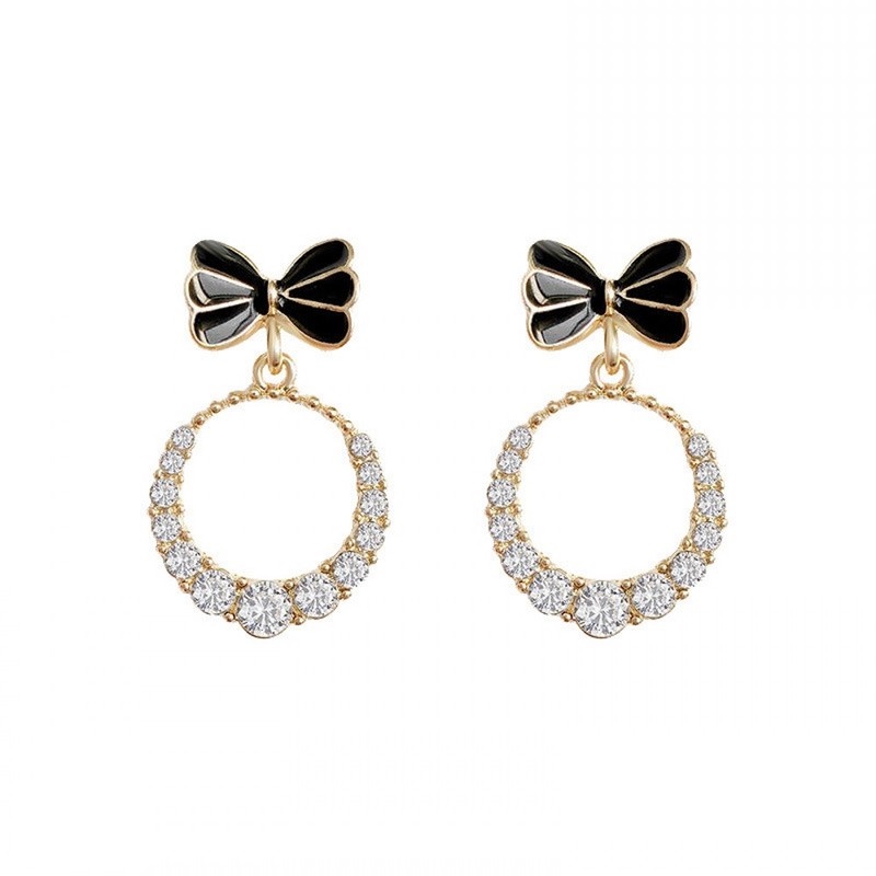 Anting Giwang Simple Elegan Gaya Retro Korea Model Geometri Dengan Zircon Untuk Wanita