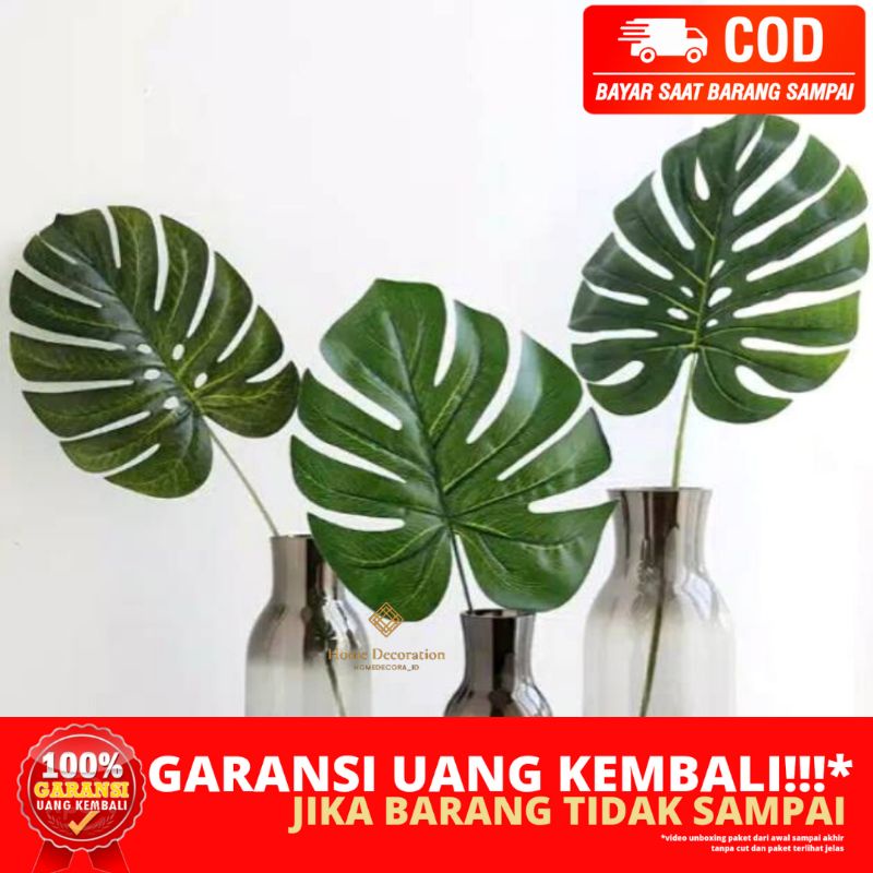 (HOMEDECORA_ID) BERGARANSI DEKORASI RUMAH RUANGAN TANAMAN HIAS ARTIFICIAL PALSU ESTETIK DAUN MONSTER