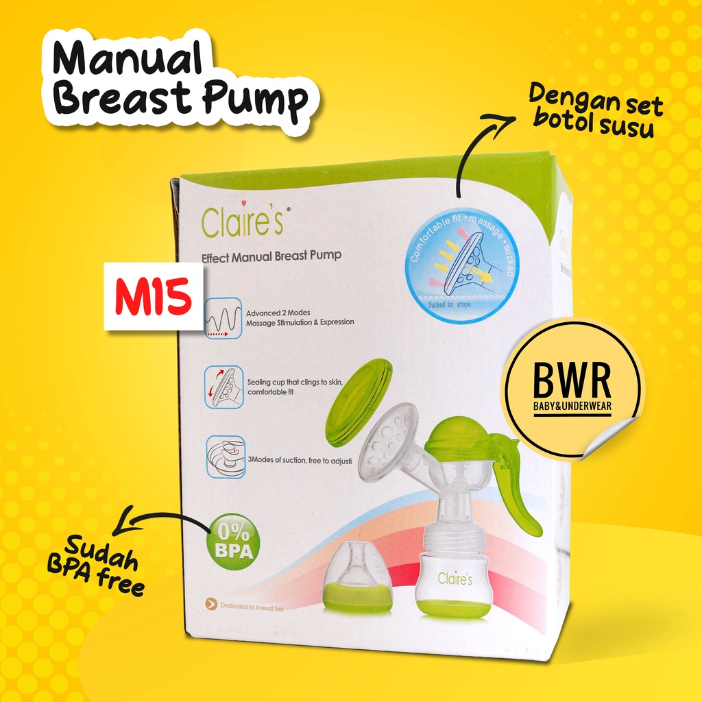 Pompa ASI Manual Claires M15 / Breast Pump Botol Susu BPA Free Claire's | Bwr IX