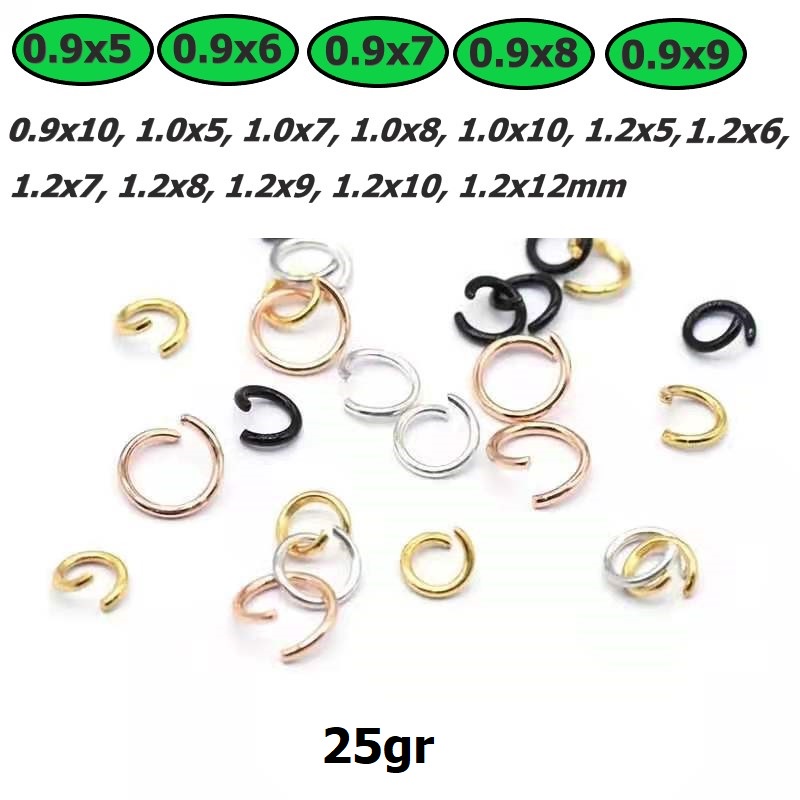 Ring Tebal 0.9mm Terbuka Uk 5mm - 9mm Harga/25G