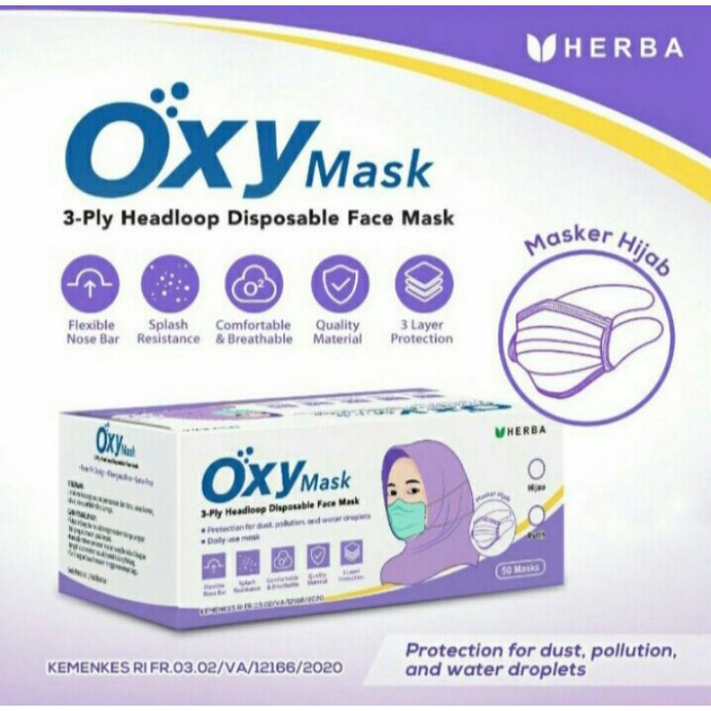 Masker medis Hijab Masker Earloop Masker Medis 50pcs 3ply