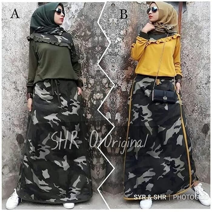 SHERLY SET AZ / setelan wanita / baju setelan muslim /setelan rok army