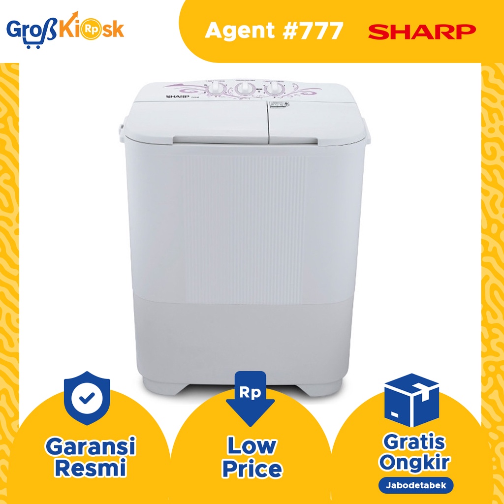 SHARP MESIN CUCI 2 TABUNG 6 KG ES-T65MW BK/PK/GK 65MW ES65MW