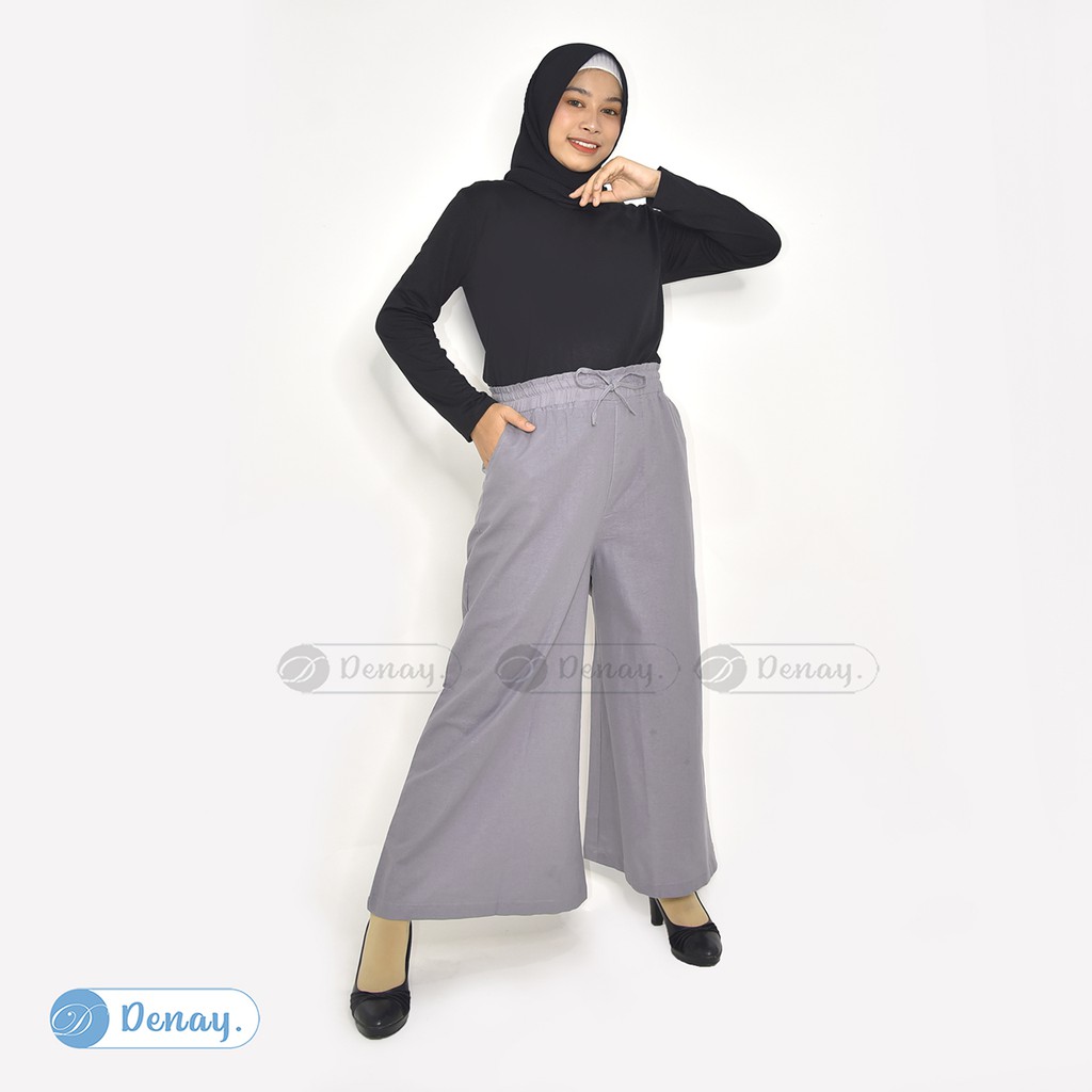 TOKODENAY - Celana Kulot Aira Rami - Cullote Linen Premium - Fashion muslim-ABU MUDA