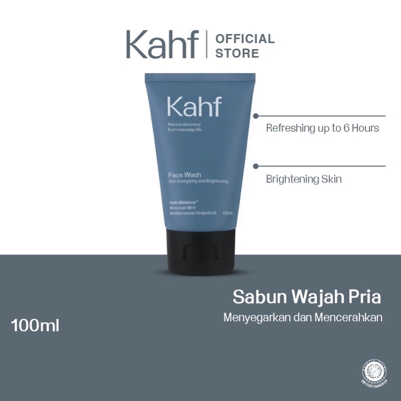 Kahf Skin Energizing and Brightening Face Wash 100 ml - Sabun Pembersih Wajah Pria Untuk Kulit Cerah Bebas Kusam