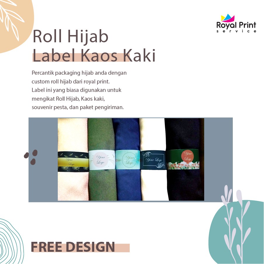 Roll Hijab / Roller Jilbab/Roll Kaos Kaki / Cetak Roll Label hijab custum/Pengikat Kerudung custum