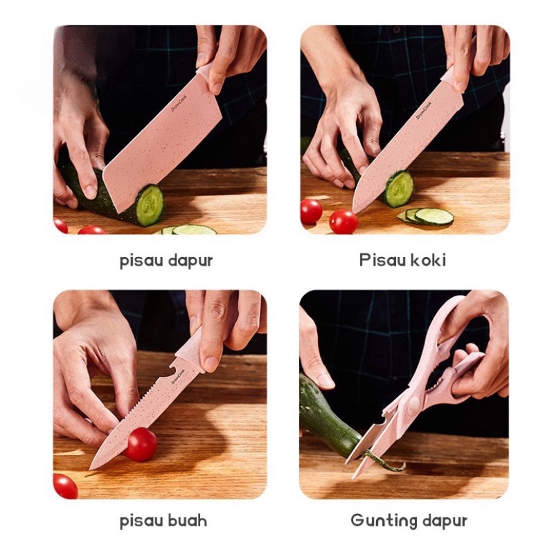 PISAU WADAH DAPUR SET 6IN1 / PISAU SET DENGAN WADAH FREE PACKING DUS FBL