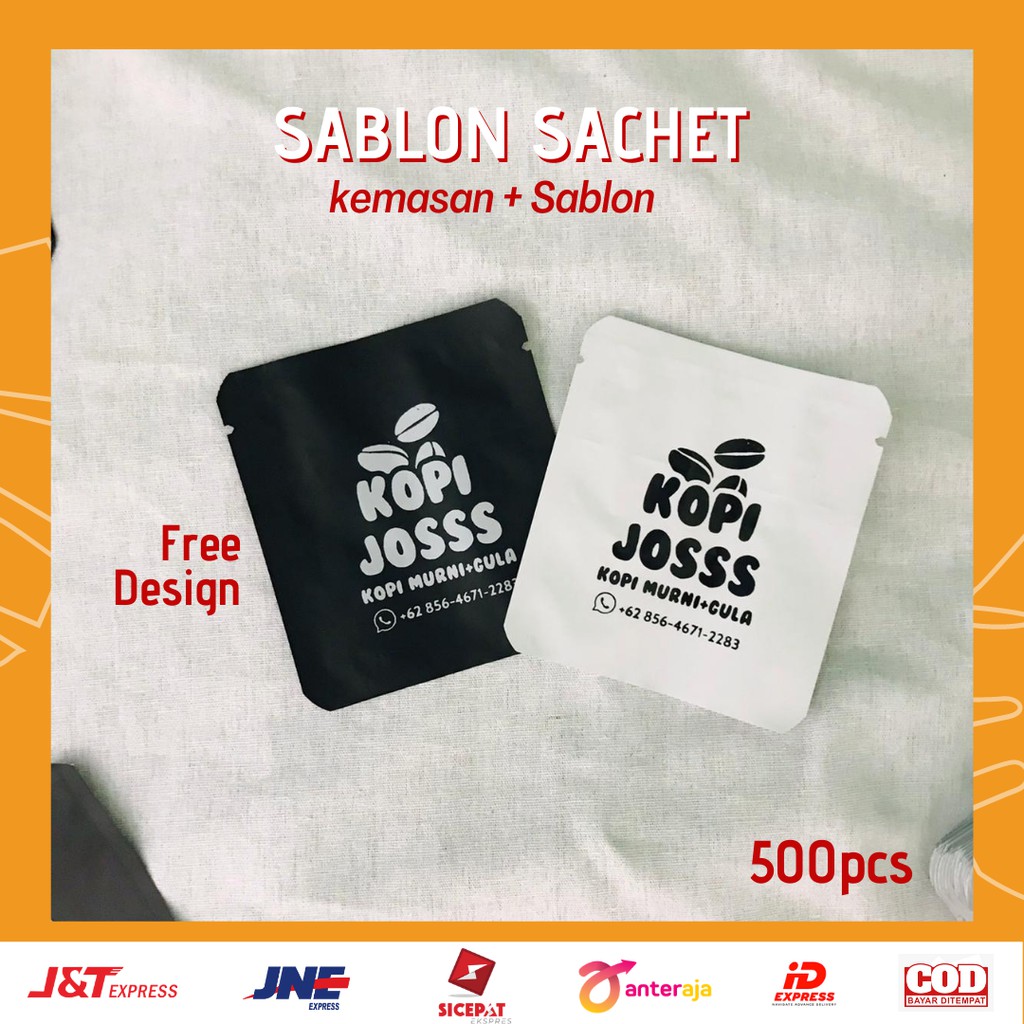 PAKET SABLON kemasan sachet alu foil alumunium 500PCS 8x9 8x12 | Free Desain