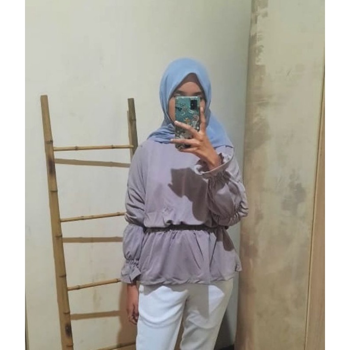 Blouse Wanita Lengan Panjang Kekinian Rumbai Amna LD 130cm Pjg 70cm FIt XXL-XXXL