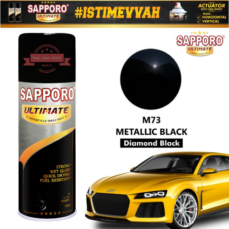 sapporo ultimate metallic black M73 400ml cat semprot spray paint