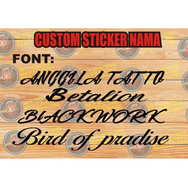 

sticker custom nama/tulisan