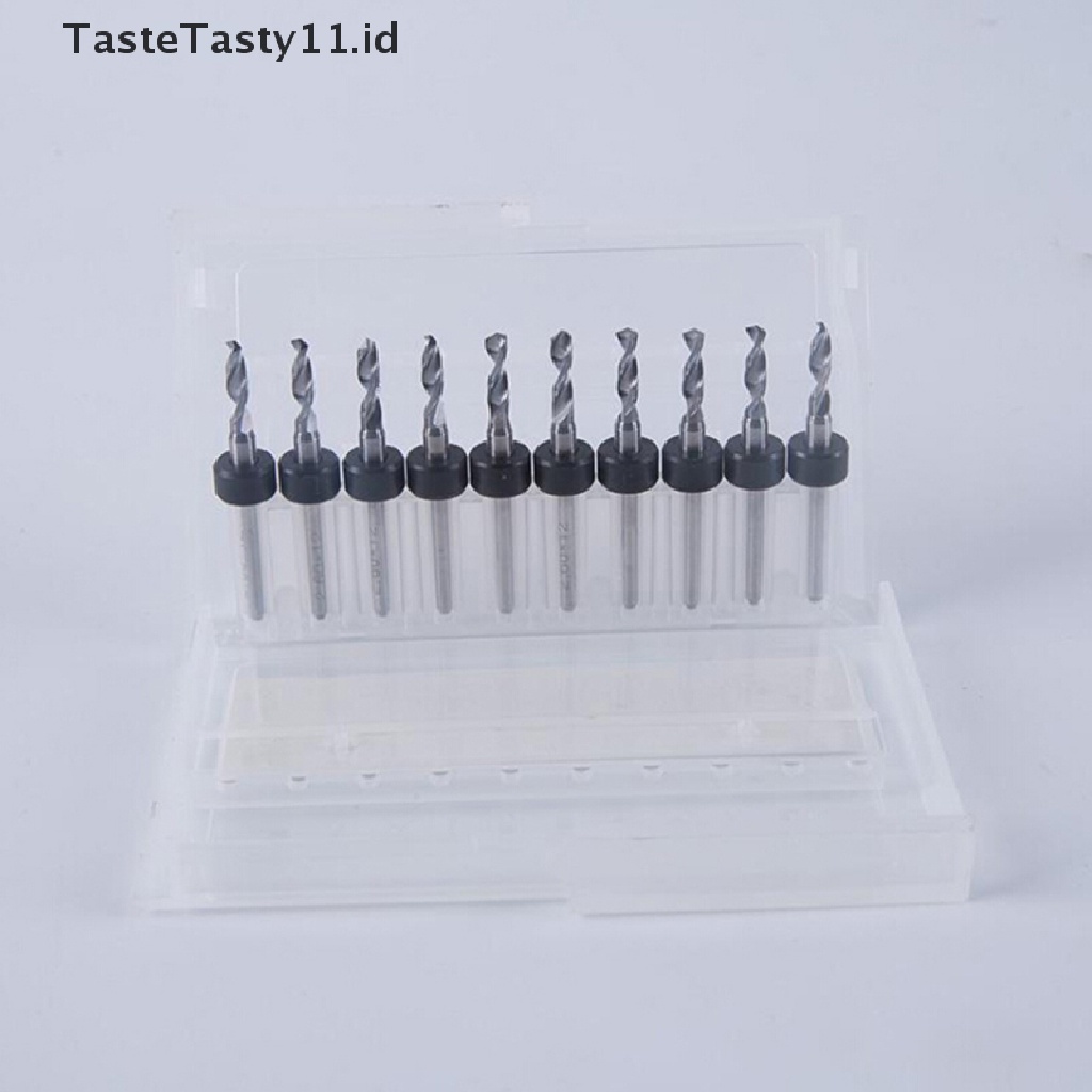 (Tastetasty) 10pcs / Set Mata Bor Carbide Cnc Mini Micro Drill Bits Id