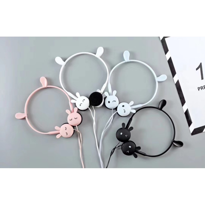 [KN-3017] Headphone Headset Bentuk Kepala KELINCI BERTELINGA / Earphone Overhead Motif Kelinci Lucu / Earphone Karakter Rabbit Head with Ear