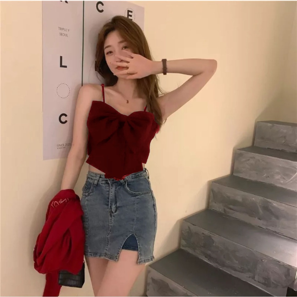 Kemben tanktop wanita cute korea pita satin 892