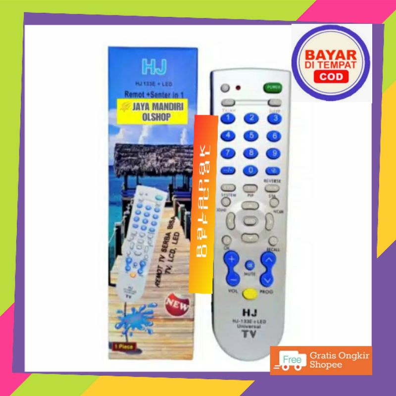 Remot TV Universal / Remote Multi Semua TV/Fungsi  TV Tabung dan LED/ HJ 133E+LED