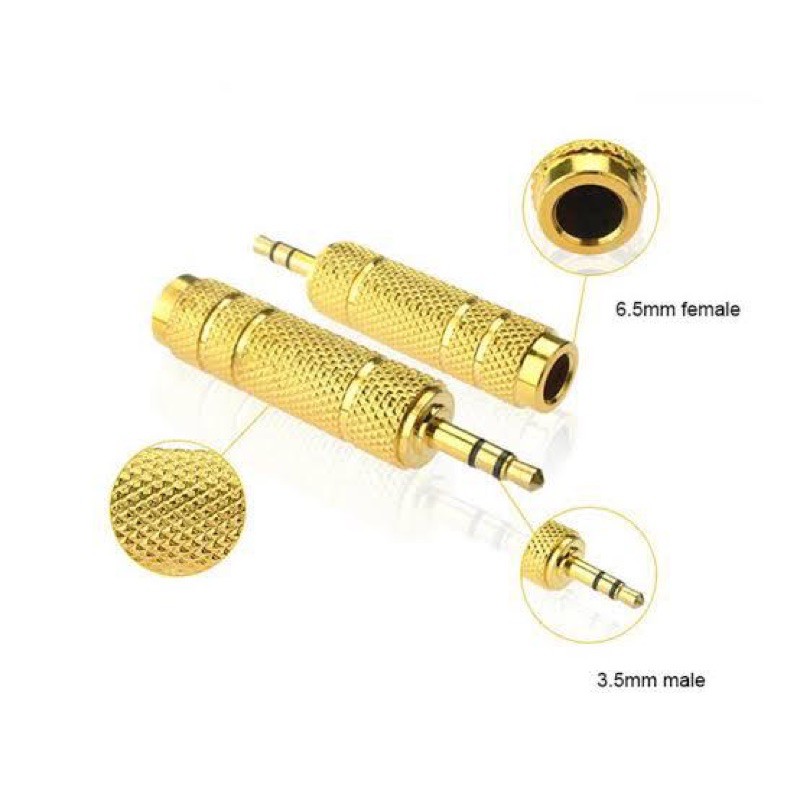 CONVERTER AUDIO 6.5MM AUX TO 3.5MM STEREO GOLD - JACK COVER BESAR KE KECIL