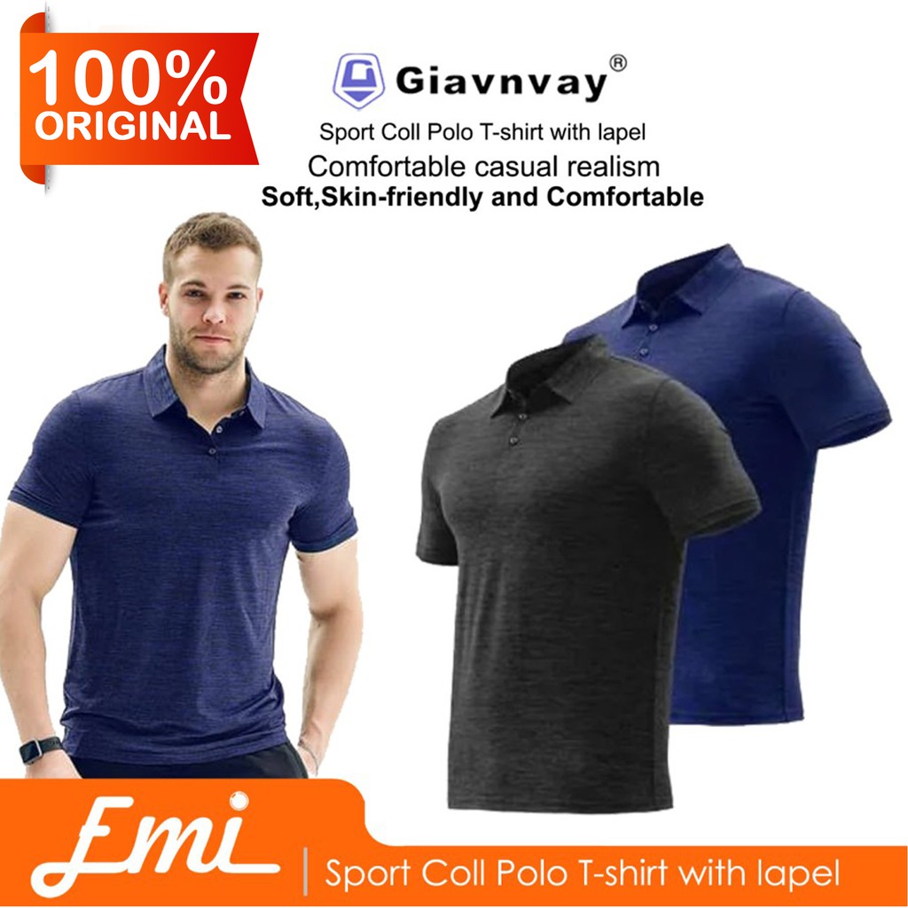 Giavnvay T-shirt polo Baju short sleeve quick drying