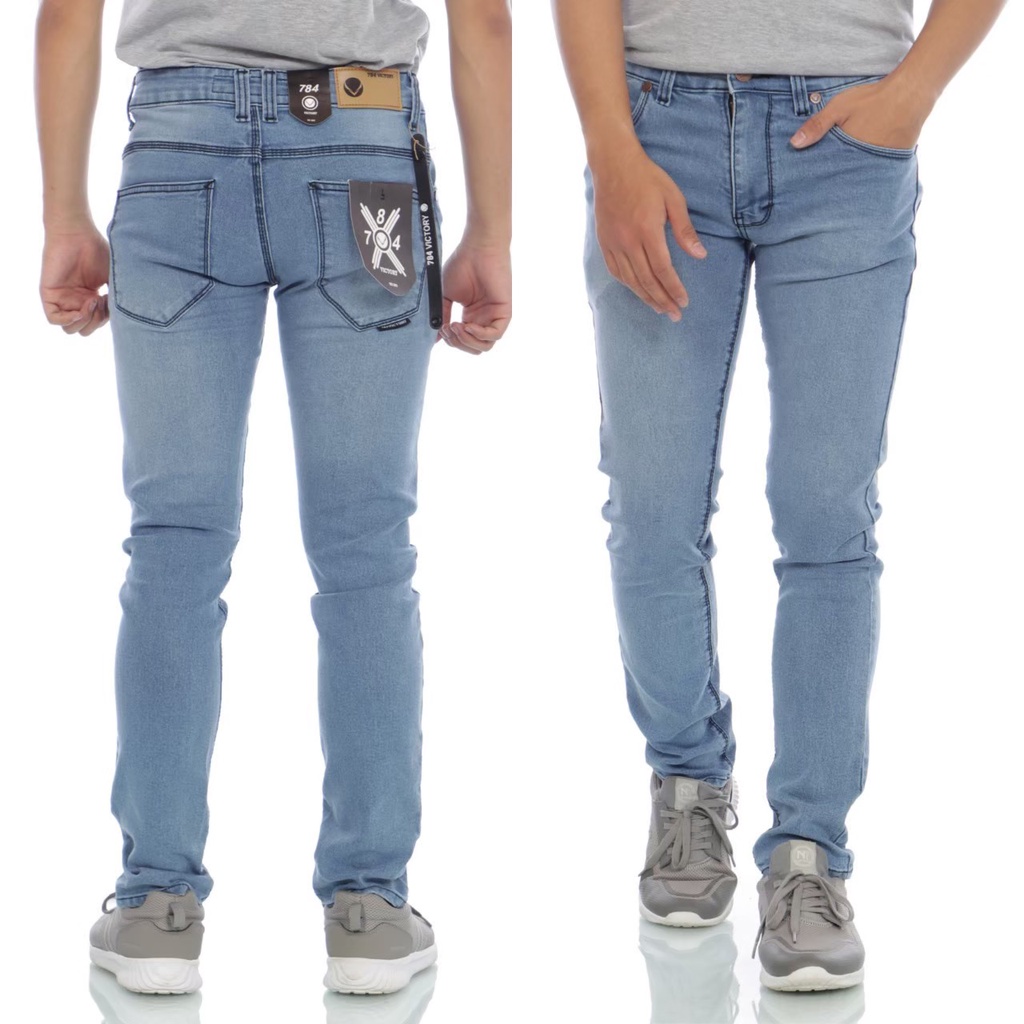 Celana jeans panjang pria slim-fit original 784 victory