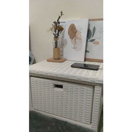 nakas/ meja  rak rotan sintetis laci 1 (COD)