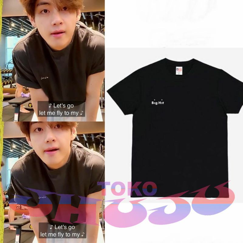 Kaos T shirt BTS Kim Taehyung Style Bighit logo small