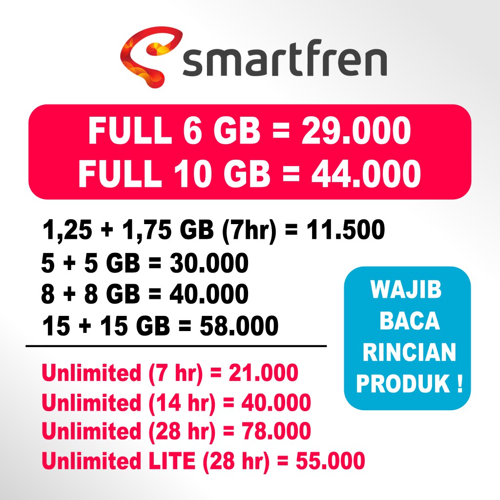 PROMO INJECT SMARTFREN 4G UNLIMITED PAKET DATA MURAH ...